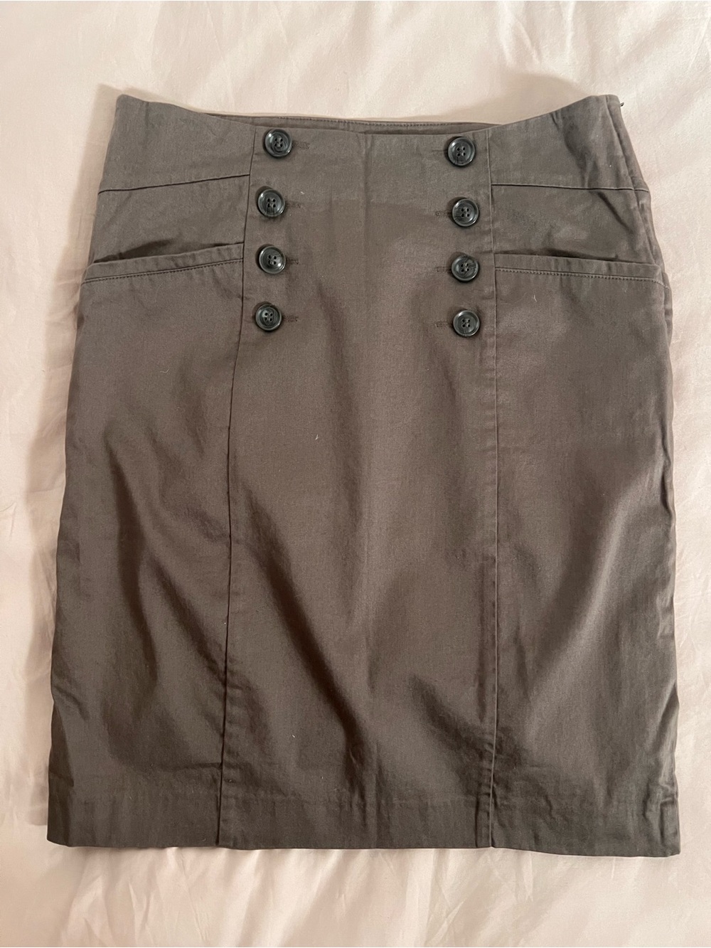 Olive Green Button Front High Waist Pencil Skirt Size 8